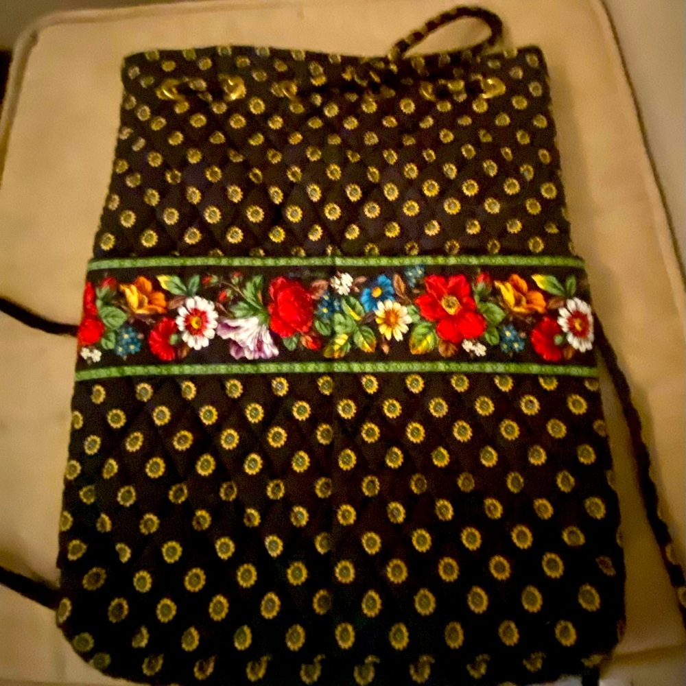 Vera Bradley vintage slouchy black backpack (retired pattern)